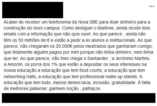 Ex-student angry at NOVA SBE's practices.