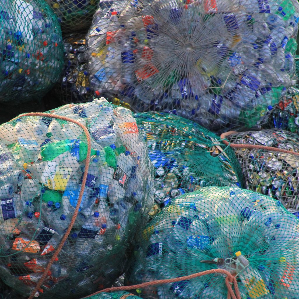 Plastic waste in bags.